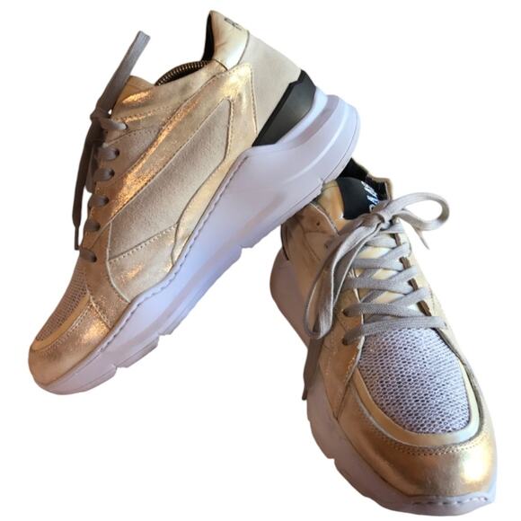 P448 Chunky Leia Silver and Gold Metallic Suede and Mesh Sneakers size 39 - Picture 4 of 14